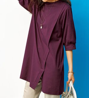 BELLUNA（ベルーナ）の「汗ジミ対策！スリットデザインチュニック（チュニック）」｜ワイン