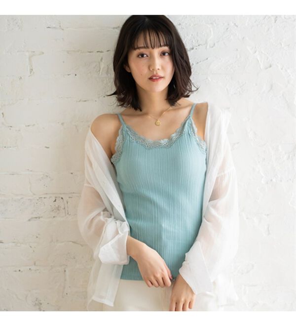 YU'NOW（ユナウ）の「カップ付ランダムリブバックオープンキャミ（ブラトップ・カップ付きインナー）」｜詳細画像