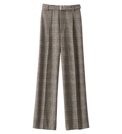 「ストレッチ素材ベルト付ワイドパンツ（ワイドパンツ・ガウチョ）」