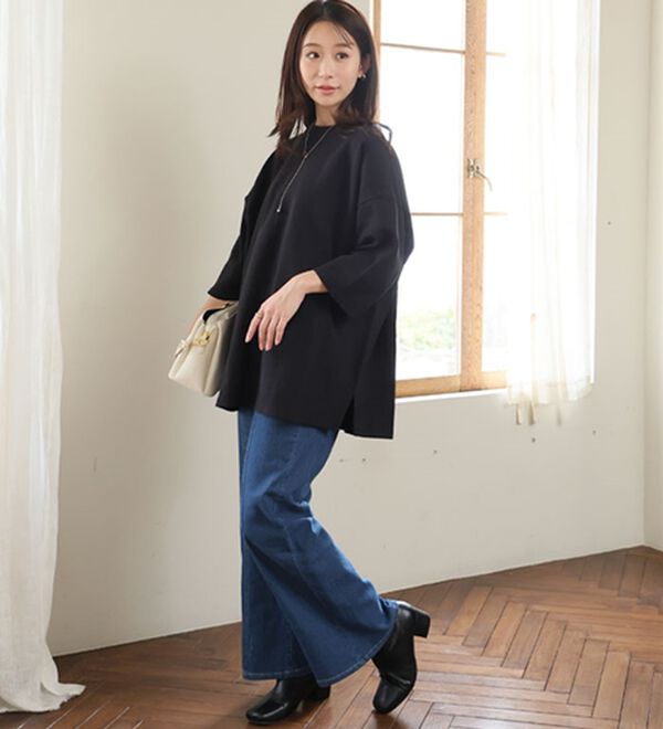 A HAPPY MARILYN（アハッピーマリリン）の「【Ｍ～８Ｌ／選べる袖丈】綿トレーナーライクビッグシルエットＴシャツ（Tシャツ）」｜詳細画像