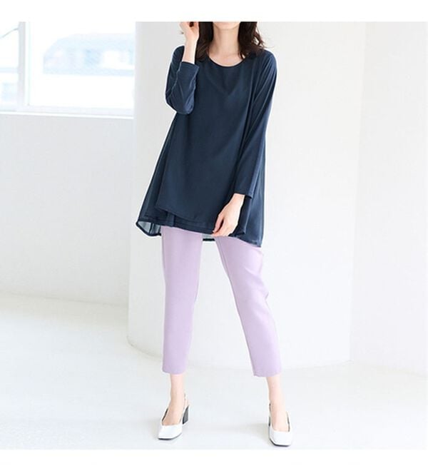 RANAN（ラナン）の「【裏微起毛】異素材切替チュニック（カットソー）」｜詳細画像