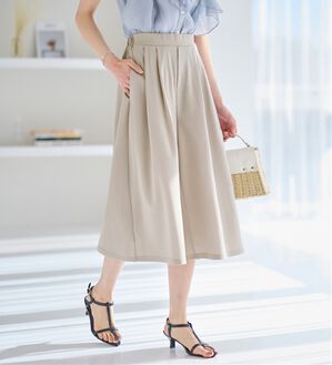 alotta（アロッタ）の「【選べる２丈】上品ドレープパンツ（ワイドパンツ・ガウチョ）」｜グレージュ／ショート丈