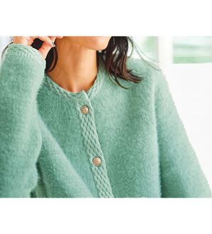 BELLUNA（ベルーナ）の「シャギーニット素材編地使いカーディガン（ニットカーディガン）」｜ミントグリーン