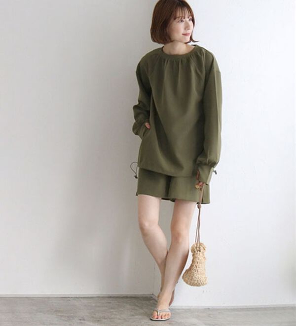 Pierrot（ピエロ）の「【速乾機能付】ギャザートップスラッシュガード（チュニック）」｜詳細画像