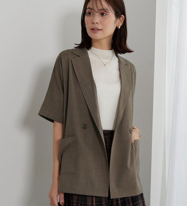 BELLUNA（ベルーナ）の「麻調素材ダブルテーラードジャケット（テーラードジャケット）」｜詳細画像