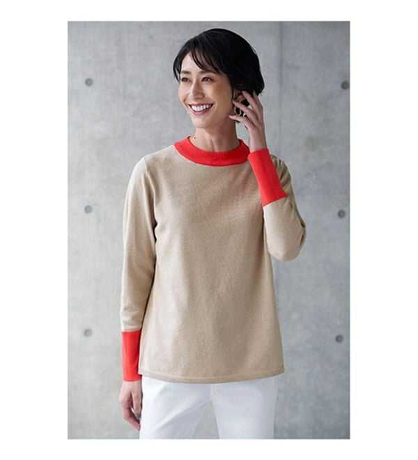 BELLUNA（ベルーナ）の「ラメ入り配色ニットプルオーバー（ニット・セーター）」｜詳細画像