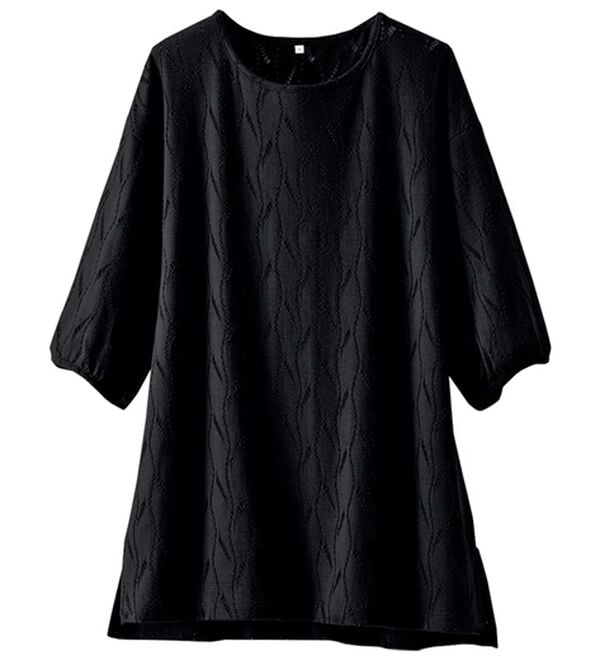 BELLUNA（ベルーナ）の「ストレッチレース素材ふんわり袖チュニック（チュニック）」｜黒