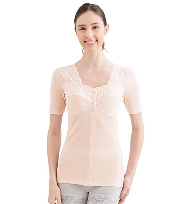 「【４色組】脱ぎ着が簡単！綿混前あきブラキャミ（肌着・インナーウェア）」｜詳細画像