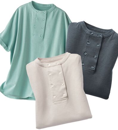 BELLUNA（ベルーナ）の「【３枚組】強撚綿１００％デザインブラウス（ブラウス）」