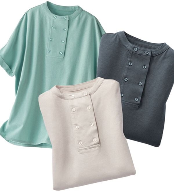 BELLUNA（ベルーナ）の「【３枚組】強撚綿１００％デザインブラウス（ブラウス）」｜3枚組