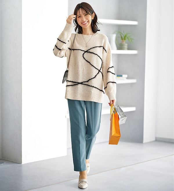 BELLUNA（ベルーナ）の「裏起毛ジョーゼット素材テーパードパンツ（テーパードパンツ）」｜詳細画像