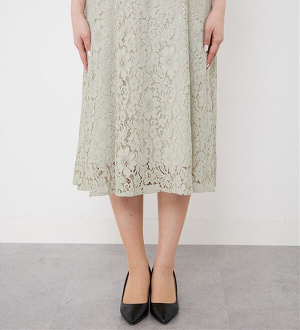 BELLUNA（ベルーナ）の「シャンタン素材ノーカラージャケットレースワンピースアンサンブル（ワンピースセットスーツ）」｜詳細画像