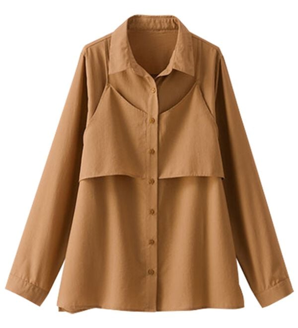 BELLUNA（ベルーナ）の「ビンテージ調素材レイヤード風チュニック（シャツ）」｜詳細画像