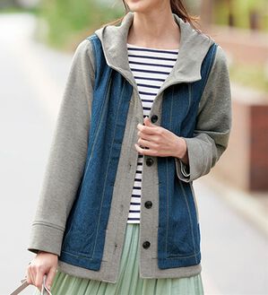 BELLUNA（ベルーナ）の「大人カジュアルに着こなす！デニム切替ジャケット（その他ジャケット）」｜インディゴ系