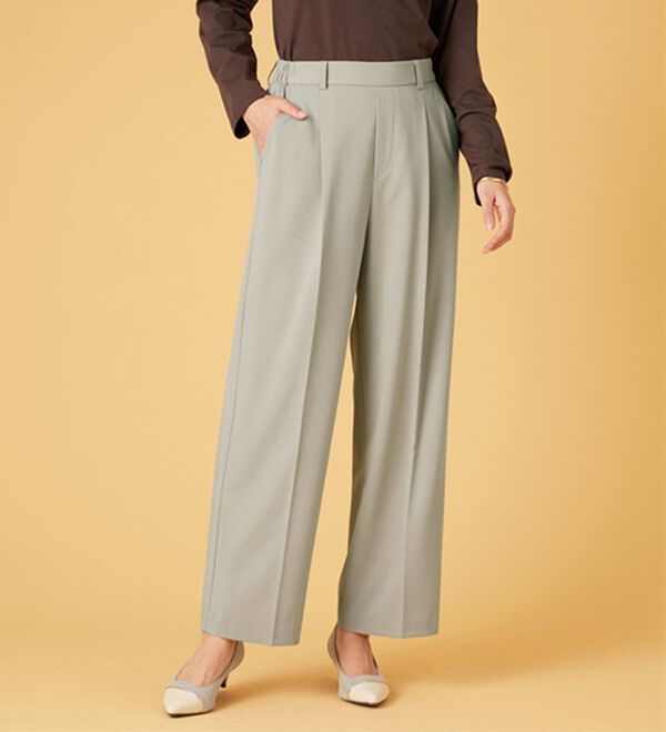 BELLUNA（ベルーナ）の「サマ見え（Ｓ）美脚タック使いワイドパンツ（ワイドパンツ・ガウチョ）」｜詳細画像