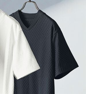 「ジャカードジャケットインＴシャツ（メンズＴシャツ）」｜チャコール