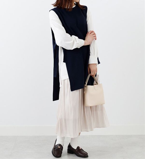 BELLUNA（ベルーナ）の「あぜ素材サイドリボンベストアンサンブル（アンサンブル）」｜詳細画像