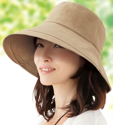 「綿１００％のＵＶつば広帽子（帽子）」