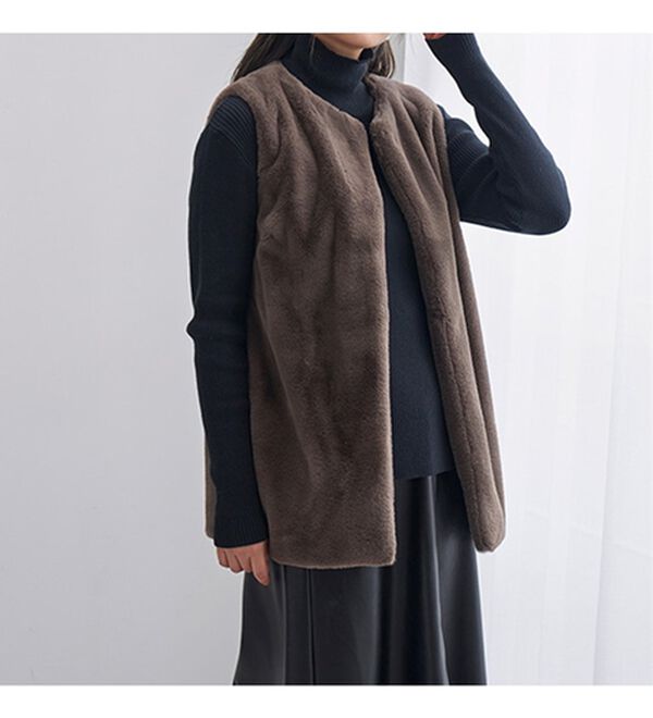 BELLUNA（ベルーナ）の「＜＆ｃｏｃｏｃｈｉ＞ハピネスコットン100％&times;吸湿発熱リブタートルニット（ニット・セーター）」｜詳細画像