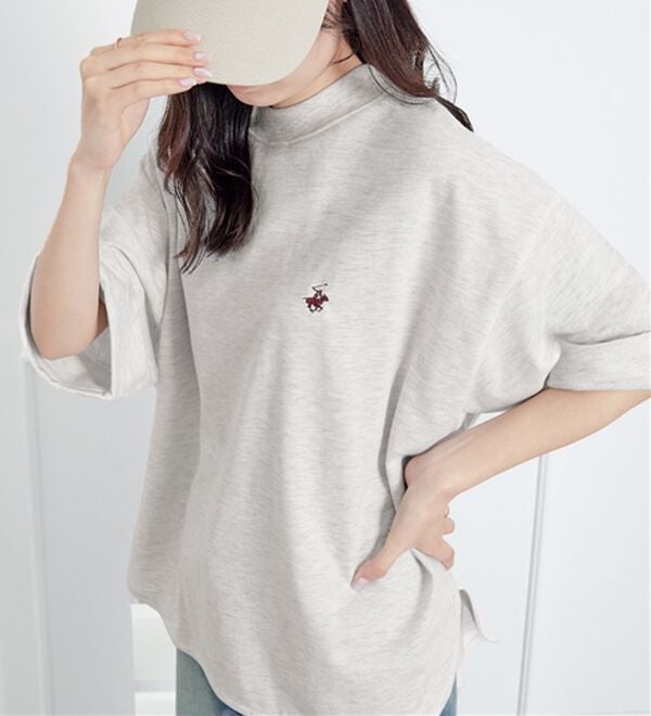 Viola e Viola（ヴィオラ エ ヴィオラ）の「【ビバリーヒルズポロクラブ】ミニ裏毛ロールアップワイドTシャツ（Tシャツ）」｜オートミール