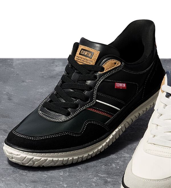 「＜ＥＤＷＩＮ＞脱ぎ履き簡単！カジュアルシューズ（メンズスニーカー）」｜ヒモブラック
