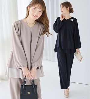 alotta（アロッタ）の「【２点セット】洗えるシフォンレイヤードセットアップ（ワンピースセットスーツ）」｜詳細画像