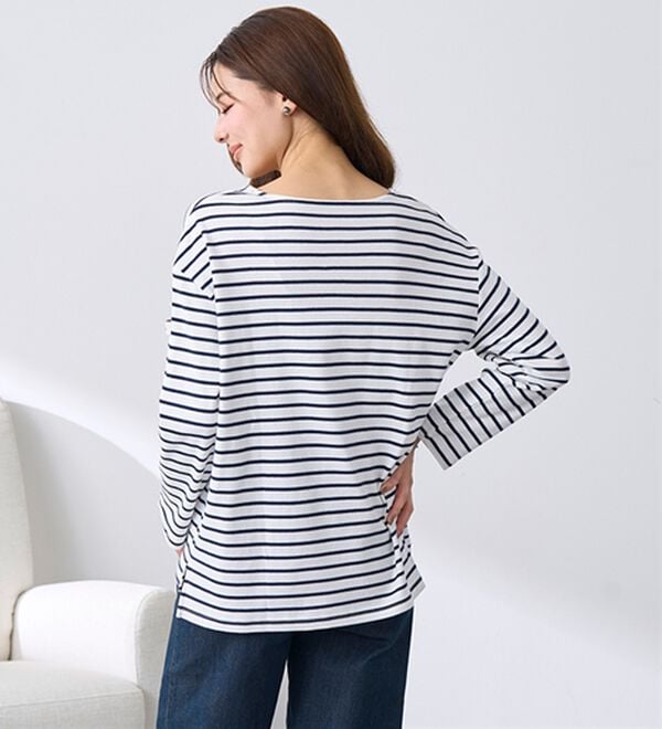 BELLUNA（ベルーナ）の「 ＜＆ｃｏｃｏｃｈｉ＞ハピネスコットン１００％ボーダープルオーバー（カットソー）」｜詳細画像