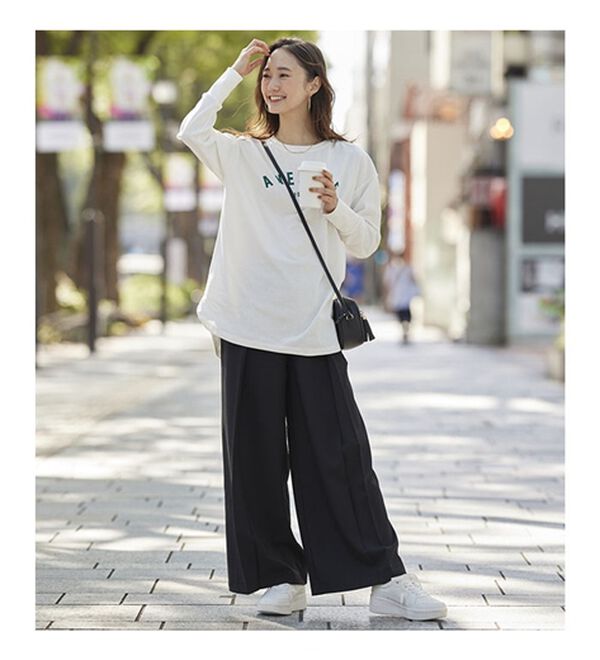 BELLUNA（ベルーナ）の「リネンライクタックワイドパンツ（ワイドパンツ・ガウチョ）」｜詳細画像