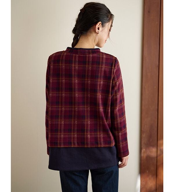 BELLUNA（ベルーナ）の「まるで着る毛布！静電防止付裏ファー重ね着風プルオーバー（カットソー）」｜詳細画像