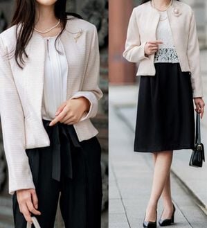 GeeRA（ジーラ）の「【入卒式/セレモニー】ツイード着回し５点セットスーツ　２ジャケット＆パンツ＆ワンピ（その他スーツ）」｜ベージュ系