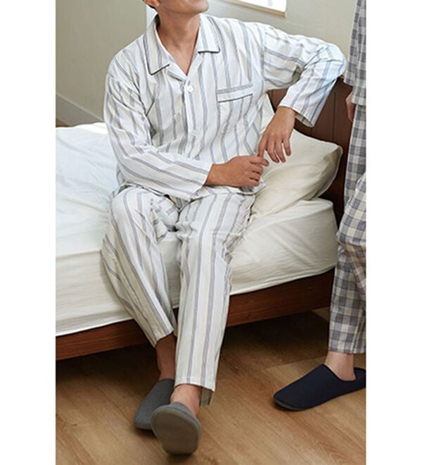 「日本製ひんやり綿１００％播州織パジャマ（メンズルームウェア）」｜詳細画像