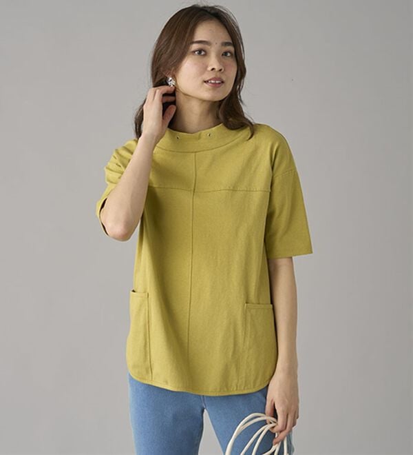 BELLUNA（ベルーナ）の「抗菌防臭綿１００％切替デザインプルオーバー（カットソー）」｜詳細画像