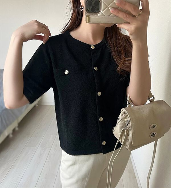 GeeRA（ジーラ）の「ゴールドボタンニットカーデ（ニットカーディガン）」｜詳細画像