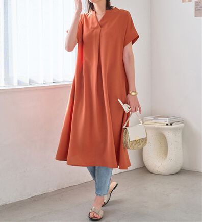 Viola e Viola（ヴィオラ エ ヴィオラ）の「【接触冷感】さらっと涼感スキッパーＡラインワンピ（その他ワンピース）」