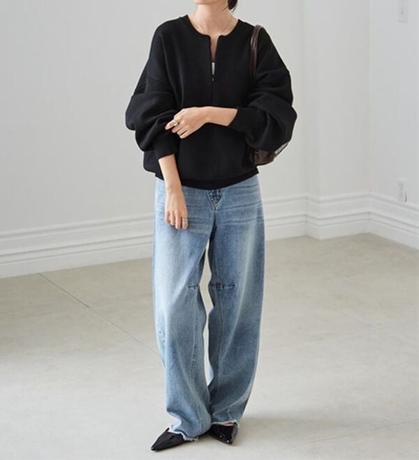 RANAN（ラナン）の「ハーフジップスウェットライクニット（ニット・セーター）」｜詳細画像