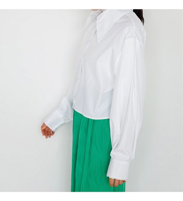 GeeRA（ジーラ）の「ストライプ柄衿付ショート丈シャツ（シャツ）」｜詳細画像