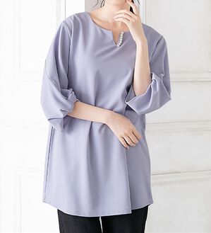 alotta（アロッタ）の「【４つの機能付】パール調ボタン付ねじり袖チュニック（チュニック）」｜詳細画像