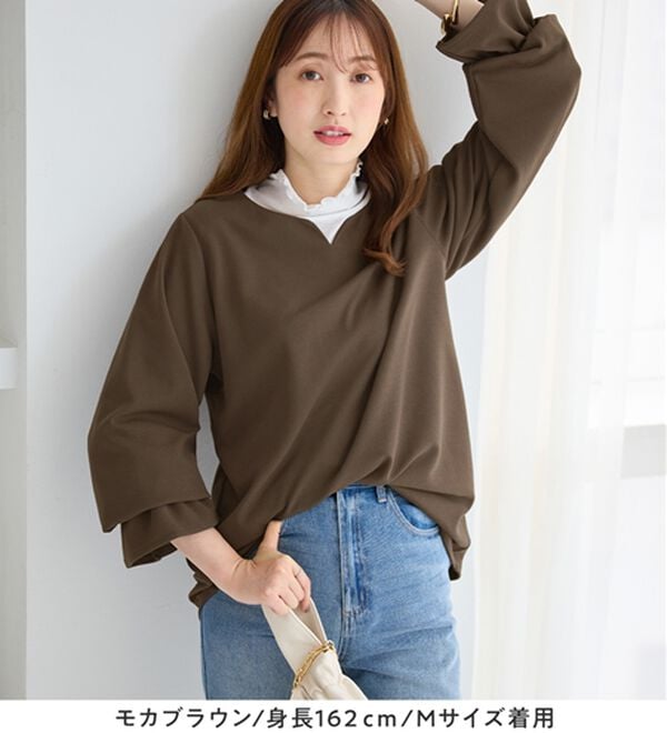 alotta（アロッタ）の「【裏起毛あり・なし】キャンディースリーブハートネックブラウス（ブラウス）」｜詳細画像