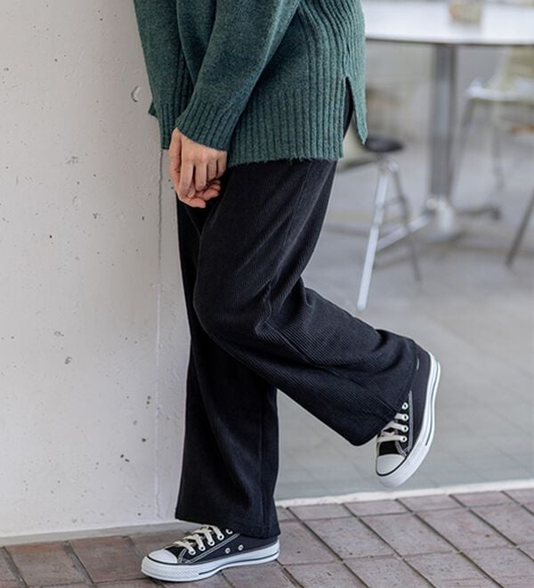 BELLUNA（ベルーナ）の「なめらか裏ベロアコーデュロイワイドパンツ（ワイドパンツ・ガウチョ）」｜詳細画像