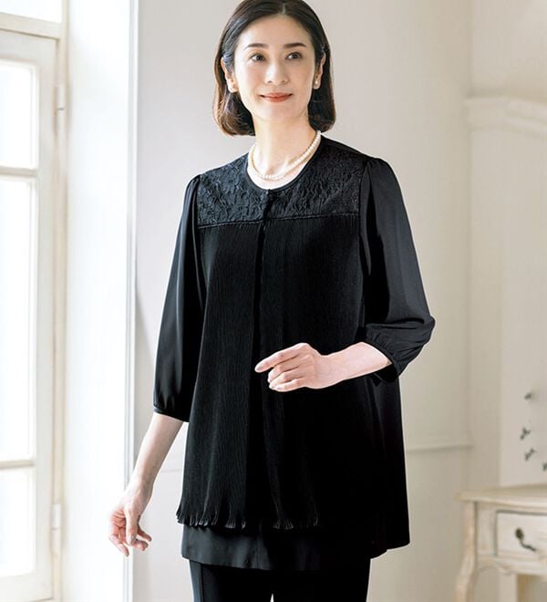 ルフラン（ルフラン）の「レース使いプリーツチュニック（ブラックフォーマル（喪服・礼服））」｜詳細画像