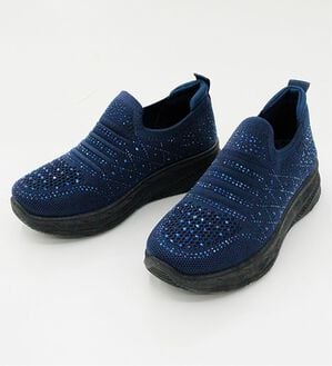 BELLUNA（ベルーナ）の「きらめきビジューニットスニーカー（スニーカー）」｜ネイビー