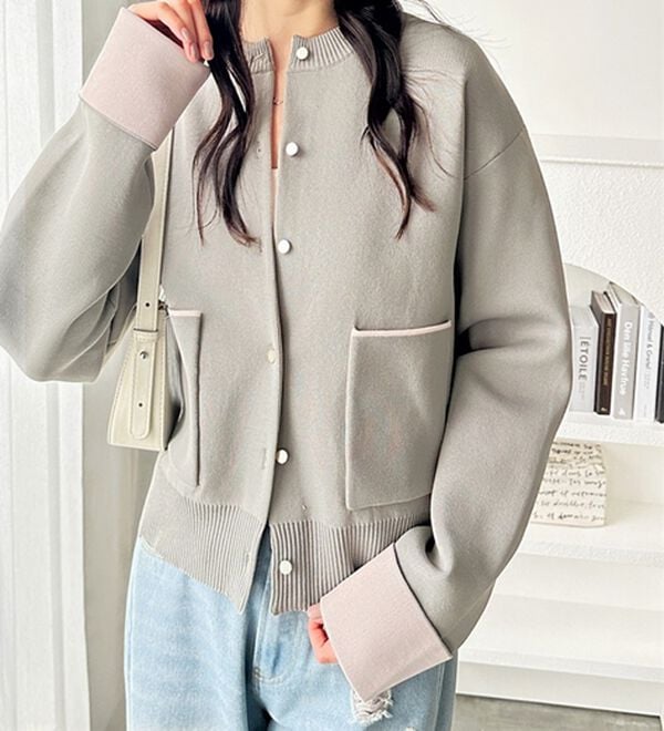 GeeRA（ジーラ）の「配色カラーニットカーディガン（ニットカーディガン）」｜詳細画像