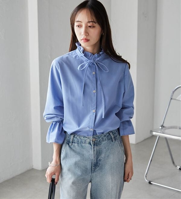 RANAN（ラナン）の「プチフリルリボン付きブラウス（ブラウス）」｜詳細画像