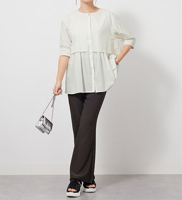 GeeRA（ジーラ）の「【華奢見え】羽織にもなる！ペプラムシャツチュニック（チュニック）」｜詳細画像