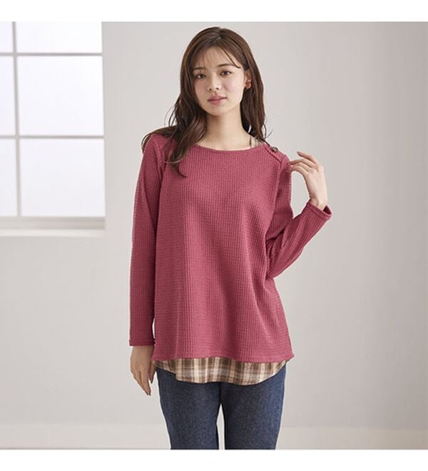 BELLUNA（ベルーナ）の「異素材重ね着風チュニック（チュニック）」｜詳細画像