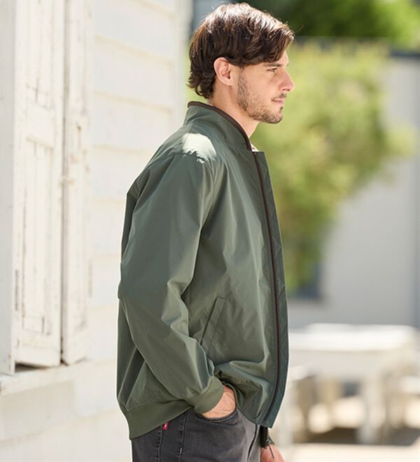 「＜ダンロップ・リファインド＞裏チェックデザインＭＡ１ジャケット（メンズブルゾン）」｜詳細画像