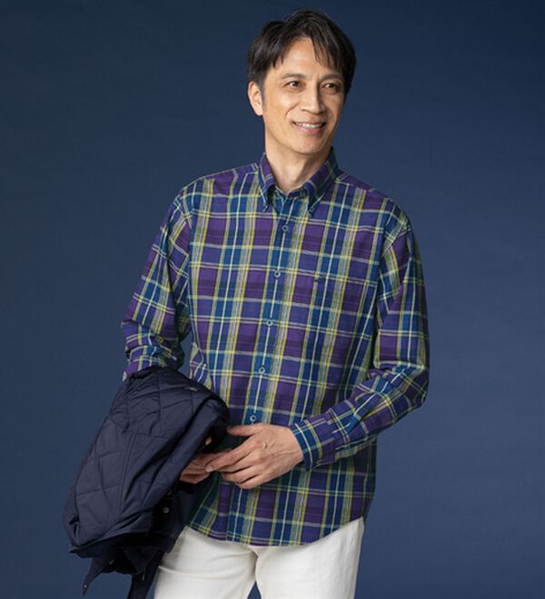 「＜クロコダイル＞長袖チェックシャツ（メンズシャツ）」｜詳細画像