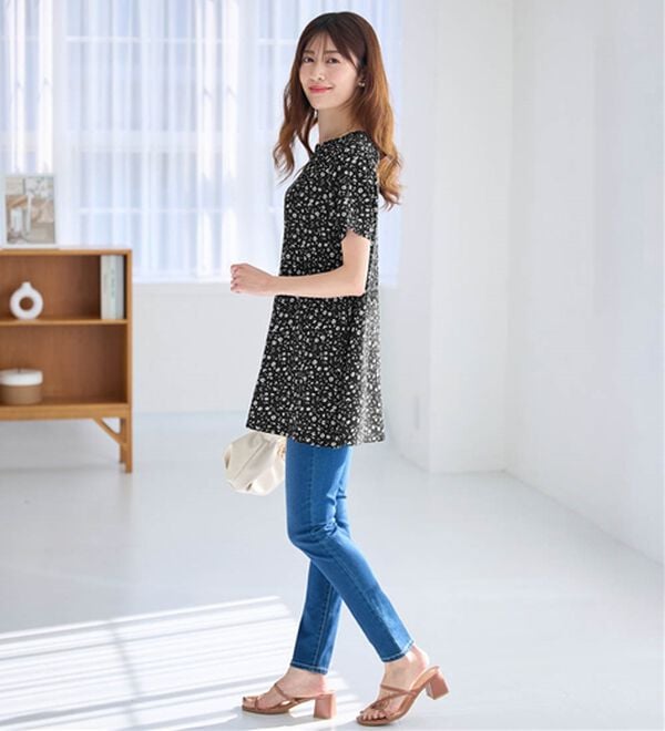 alotta（アロッタ）の「【接触冷感】さらっと快適！高見えフレアーロングチュニックＴシャツ（チュニック）」｜詳細画像