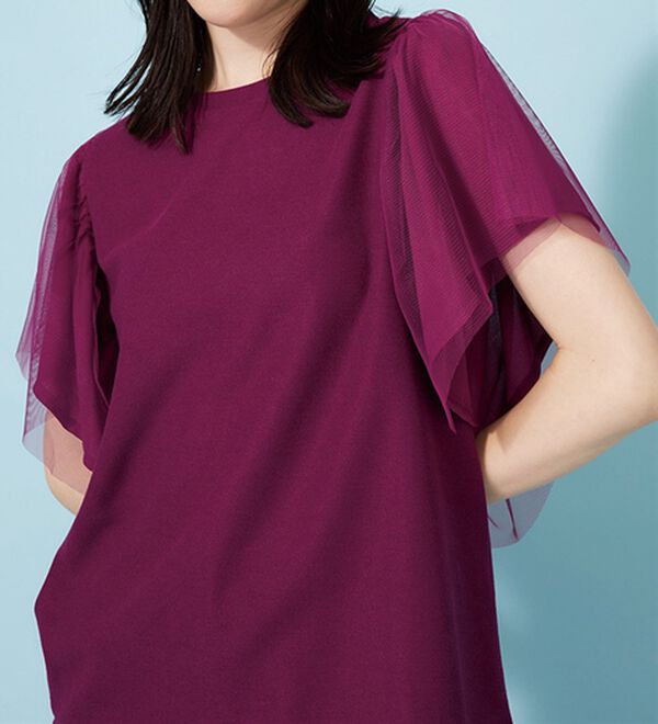 BELLUNA（ベルーナ）の「チュール使いフリル袖プルオーバー（カットソー）」｜詳細画像