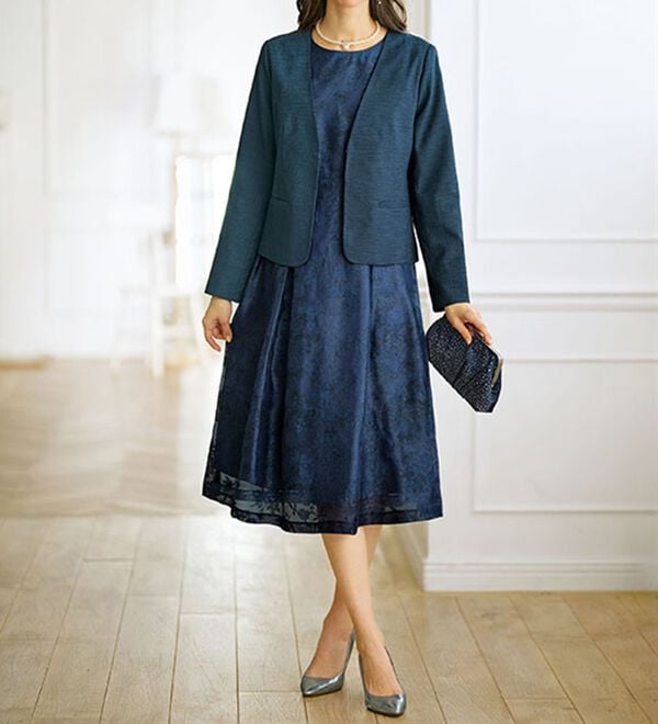 BELLUNA（ベルーナ）の「花柄オパールプリントワンピースアンサンブル（ワンピースセットスーツ）」｜詳細画像